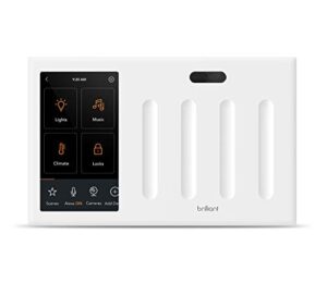 brilliant smart home control (4-switch panel) — alexa built-in & compatible with ring, sonos, hue, google nest, wemo, smartthings, apple homekit — in-wall touchscreen control for lights, music, & more