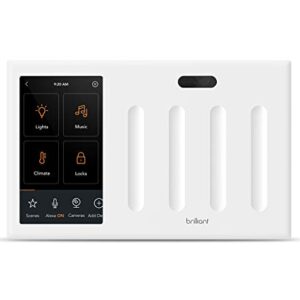 Brilliant Smart Home Control (4-Switch Panel) — Alexa Built-In & Compatible with Ring, Sonos, Hue, Google Nest, Wemo, SmartThings, Apple HomeKit — In-Wall Touchscreen Control for Lights, Music, & More