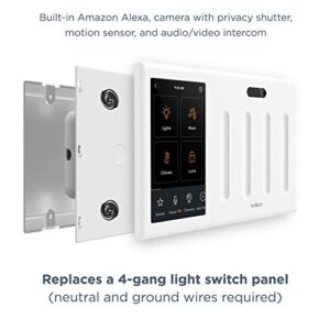 Brilliant Smart Home Control (4-Switch Panel) — Alexa Built-In & Compatible with Ring, Sonos, Hue, Google Nest, Wemo, SmartThings, Apple HomeKit — In-Wall Touchscreen Control for Lights, Music, & More