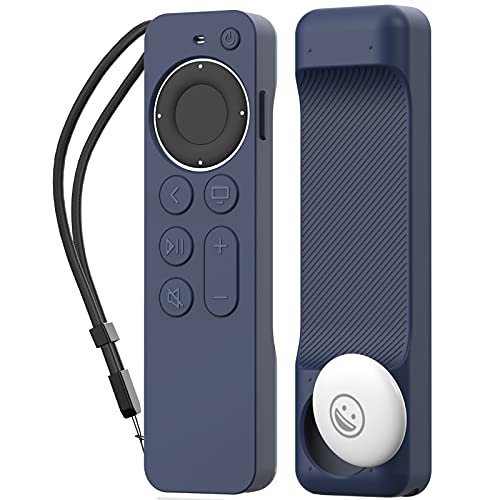 AhaStyle Case Compatible with 2022 Apple TV 4K HD Siri Remote 3rd Generation [AirTag Holder Built in] All Around Cover Apple TV Remote/Siri Remote (2nd) and AirTag (Midnight Blue)