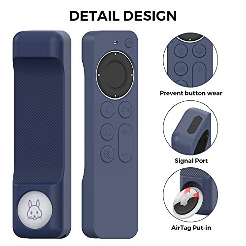 AhaStyle Case Compatible with 2022 Apple TV 4K HD Siri Remote 3rd Generation [AirTag Holder Built in] All Around Cover Apple TV Remote/Siri Remote (2nd) and AirTag (Midnight Blue)