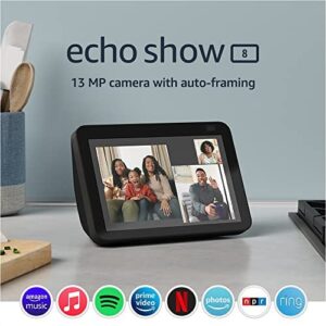 Echo Show 8 (2nd Gen, 2021 release) | HD smart display with Alexa and 13 MP camera | Charcoal | with Wyze Cam V3 bundle