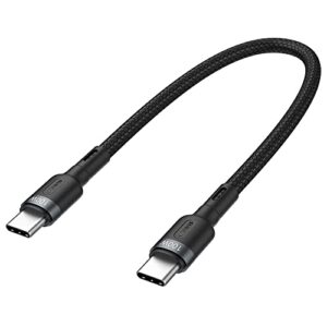 SUNGUY USB C to USB C Cable 1FT, 100W Type C to Type C Cord USB 2.0 Data Sync Fast Charging Nylon Braided Compatible with Samsung S22 S21 S20+ S10, MacBook Pro 2021/20, iPad Pro 2020/Mini, Pixel