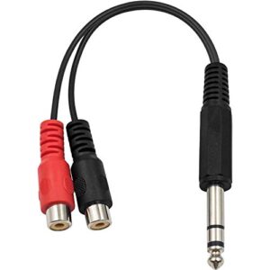 Poyiccot RCA to 1/4 Adapter, RCA Female to 1/4 '' Splitter Cable, 6.35mm 1/4 inch TRS Stereo Jack Male to 2 RCA Female Plug Y Splitter Adapter Cable, 6.35mm to RCA Cable 20cm/8inch (6.35M-2RCAFM