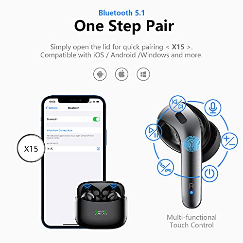 SANKTON True Wireless Earbuds, TWS Bluetooth Headphones Stereo Sound Earphones, 55H Playtime Wireless Charging Case, Sweat Proof Dual Bluetooth 5.1 Headset for Sports