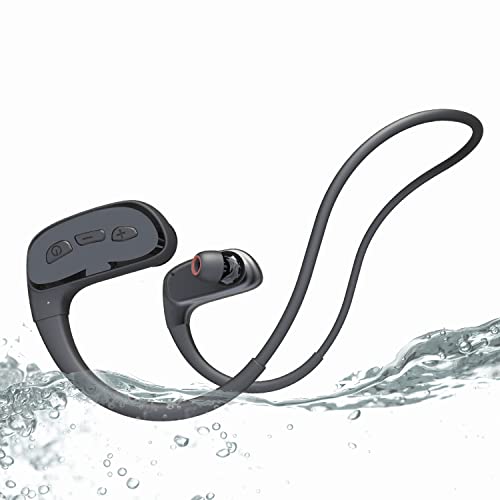 CYBORIS Waterproof Headphones, IPX8 Swimming Earbuds Bluetooth Earphones, Mp3 Player 32GB Memory & Built-in Bone Conduction Speaker, EQ Function Sports Earphones for Running, Diving, Swimming, Cycling