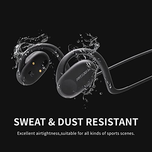 FREEDOTS.Open-Ear Sport Earbuds Non in Ear,True Wireless Non Bone Conduction with Earhook Built-in Mic with a Chager Dock,Fitness&Running Black