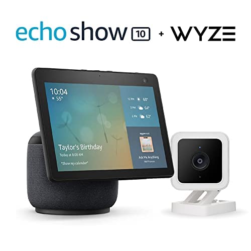 Echo Show 10 (3rd Gen) | HD smart display with motion and Alexa | Charcoal | with Wyze Cam V3