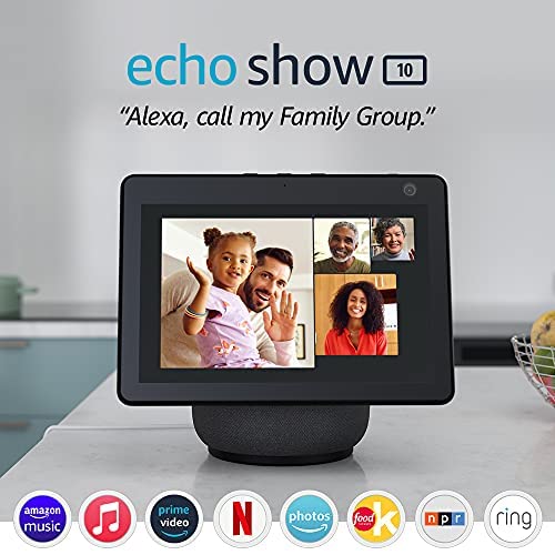 Echo Show 10 (3rd Gen) | HD smart display with motion and Alexa | Charcoal | with Wyze Cam V3