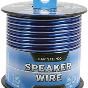 Scosche 50-Feet 16-Gauge Speaker Wire-Blue