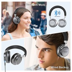 Wireless Bluetooth Headphones,HiFi Stereo Over Ear Headphones with Mic,35H Playtime,Adjustable Flip Function Lightweight Wired Headphone with Soft Memory Foam Earpads for Cell Phone iPad PC Laptop