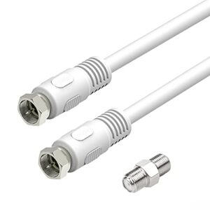 short coaxial cable, 1ft white coax cable rg6 f male to male connector cord 75 ohm with coax female to female coupler adapter uiinosoo for av, cable tv, antenna and satellite
