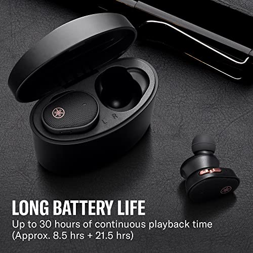 YAMAHA TW-E5B True Wireless Earbuds, Bluetooth Headphones, Premium Sound, CVC Clear Voice Capture, Ambient Sound, IPX5 Water Resistant for Sport (Black)