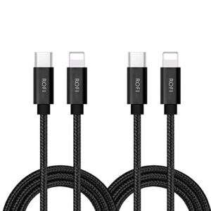 usb-c to phone 11 charger cable [2 pack 2 feet] power delivery fast charging nylon braided charger compatible for phone 12/11 pro max xr xs max x 8 plus 8 (2 pack black, 2 feet)