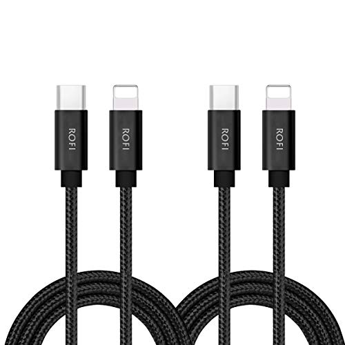 USB-C to Phone 11 Charger Cable [2 Pack 2 Feet] Power Delivery Fast Charging Nylon Braided Charger Compatible for Phone 12/11 Pro Max XR Xs Max X 8 Plus 8 (2 Pack Black, 2 Feet)