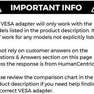 HumanCentric VESA Mount Adapter Bracket for Acer Monitors - Fits Models G226HQL, G246HYL, G247HL, G277HL, G277HU, S200HQL, S200HL, S220HQL, S230HL, S232HL, S240HL, S242HL