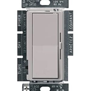 Lutron DVCL-153PR-GR 150W Single or 3-Way CFL/LED Halogen and Incandescent Digital Dimmer, Gray