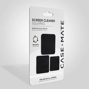 Case-Mate Screen Cleaner Squares - [3 Pcs] Peel & Stick Reusable, Washable Microfiber Cleaning Cloth/Wipes for iPhone, Laptop, iPad, Computer Screens, Camera Lenses, EV Car Screen & Other Electronics