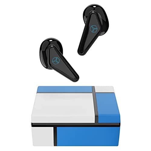 Tone Cube Design Wireless Headphones, Wireless Bluetooth Earbuds,Sport Earbuds,Bluetooth 5.3 Clip-on Earphones,Premium Sound, Noise Cancelling, 30 Hours Playtime with Case for Android iOS (Blue)