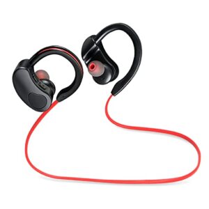 Wireless Earbuds, in-Ear Stereo Headphones Headset Premium Sound with Deep Bass for Sport，Bluetooth 5.0 Wireless Earbuds with Type-C Charging Case and mic (Black+Red)