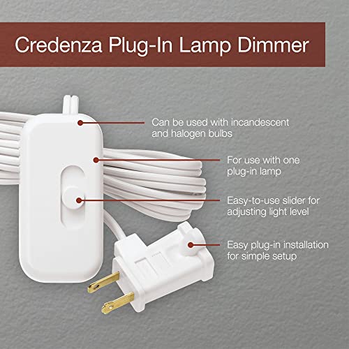 Lutron Credenza Plug-In Dimmer for Incandescent and Halogen Bulbs, TT-300H-WH, White