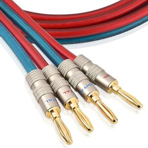 AutCreation HiFi OFC Speaker Wire,Speaker Cable with Banana Plugs,Banana Plugs to Banana Plugs,12AWG,Red/Blue (1.5M(4.9ft))