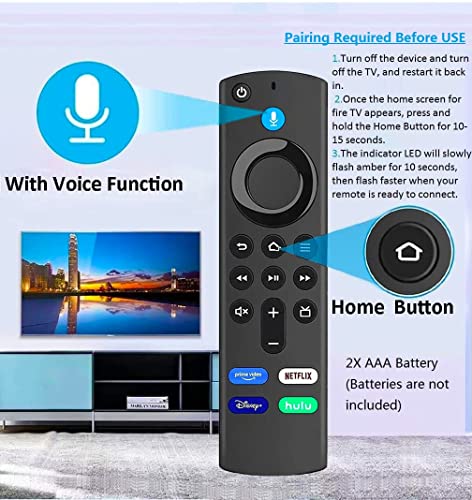 Voice Remote Control Replacement Fire TV L5B83G with Cover Silicone Case, fit for Fire TV Lite, Fire TV Stick 4K Max/Bundle (2nd Gen and Later), Cube (1st Gen and Later), Fire TV (3rd Gen)