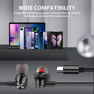 USB C Headphones for Galaxy S23 A53,HiFi Stereo Type C Earphones with Microphone Volume Control In-Ear Wired Earbuds for Samsung S22 S21Ultra S20 Z Fold4 iPad Air Pro Google Pixel 7 6 Oneplus 10 9 Pro