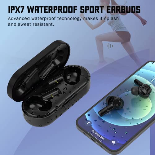 EIOSUN Wireless Earbuds TWS Bluetooth 5.1 Headphones, Noise Canceling IPX7 Waterproof for Sport Build-in Mic 24H Playtime Comfortable in-Ear Headsets