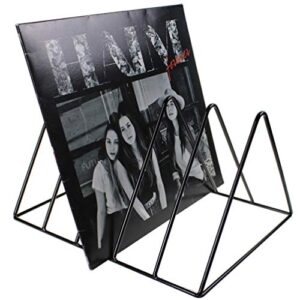 vinyl record storage holder stand – premium vinyl coated metal wire rack by record-happy. holds up to 50 album lp’s – simple, functional and contemporary display concept design for 12 inch records