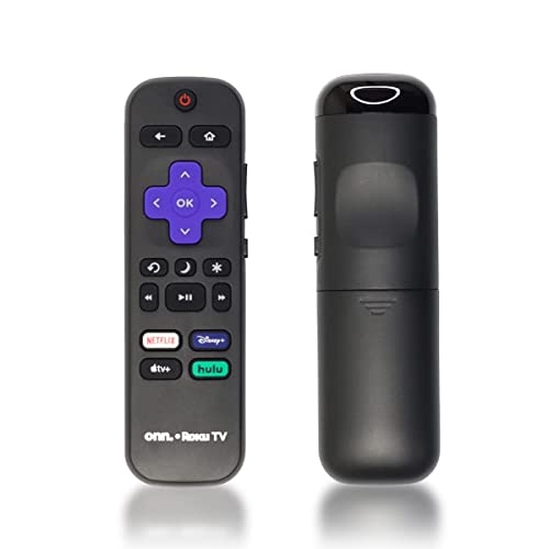 OEM Remote Control for ONN Roku TV No Pairing Includes Volume Control Buttons & Netflix, Disney+, Apple TV+, Hulu hotkeys (3226001051 ROKU) (Renewed)