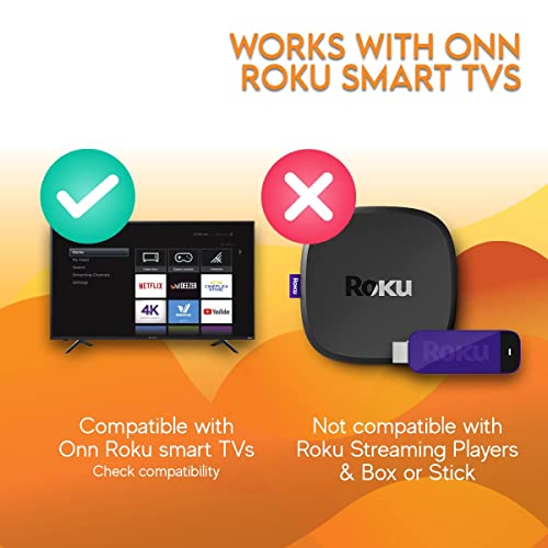 OEM Remote Control for ONN Roku TV No Pairing Includes Volume Control Buttons & Netflix, Disney+, Apple TV+, Hulu hotkeys (3226001051 ROKU) (Renewed)