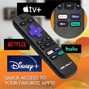 OEM Remote Control for ONN Roku TV No Pairing Includes Volume Control Buttons & Netflix, Disney+, Apple TV+, Hulu hotkeys (3226001051 ROKU) (Renewed)