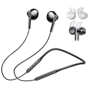 bluetooth headphones noise-canceling magnetic adsorption neck-hanging wireless sports earbuds with microphone,stereo bass in-ear earphones with ear loops and soundproof cotton,ipx4 waterproof,16h