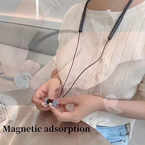 Bluetooth Headphones Noise-canceling Magnetic adsorption Neck-Hanging Wireless Sports Earbuds with Microphone,Stereo bass in-Ear Earphones with Ear Loops and soundproof Cotton,IPX4 Waterproof,16h