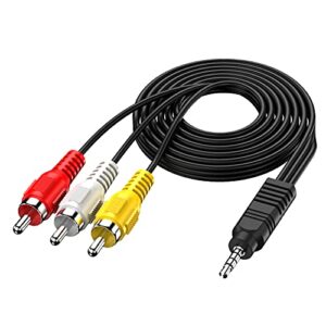 berlat 3.5 mm to rca av camcorder video cable,3.5mm 18 trrs male to 3 rca male plug adapter cord for tv,smartphones,mp3, tablets,speakers,home theater – 5ft1.5m