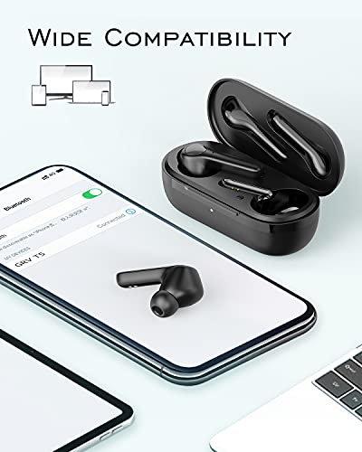 Wireless Earbuds, GRV T5 Bluetooth 5.0 Earbuds with Microphone 34H Playtime Touch Control Clear Call IPX7 Waterproof, Earbud & in-Ear Headphones for Sports (Black)