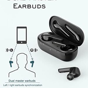 Wireless Earbuds, GRV T5 Bluetooth 5.0 Earbuds with Microphone 34H Playtime Touch Control Clear Call IPX7 Waterproof, Earbud & in-Ear Headphones for Sports (Black)