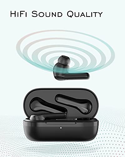 Wireless Earbuds, GRV T5 Bluetooth 5.0 Earbuds with Microphone 34H Playtime Touch Control Clear Call IPX7 Waterproof, Earbud & in-Ear Headphones for Sports (Black)