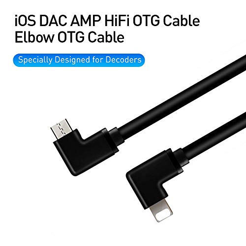 MeloAudio 90 Degreee Right Angle DAC AMP HiFi OTG Cable to Micro USB Compatible with iOS Devices, 6 Inch