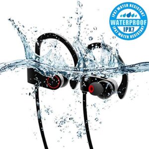 Wireless Bluetooth Neckband Headphones, U8 Ear Sweatproof Sport Earphones with Ear Hooks, Noise Cancelling, Stereo Headset with Mic, Sweat Proof, Sport Gym, Black