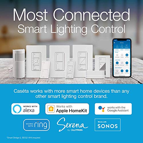 Lutron Caseta Smart Home Switch, Compatible with Alexa, Apple HomeKit, Google | 6-Amp, for Ceiling, Exhaust Fans, LED, Incandescent and Halogen Bulbs | PD-6ANS-LA | Light Almond 12-Pack, 12 Pack