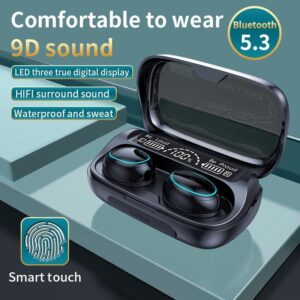 Suomi Wireless Earbuds Bluetooth 2023, G36, Bluetooth 5.3 Built-in Microphone LED Digital Shows Charging Bluetooth Headphone, Touch Control Stereo Cordless Earphones for iPhone/Android