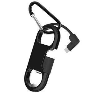 i-dawn compatible iphone charge cable + keychain + bottle opener + aluminum carabiner,portable multifunction keychain bottle opener usb charging cord short cable gift men women (black)