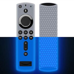 remote case/cover for fire tv stick 4k,protective silicone holder lightweight[anti slip]shockproof for fire tv cube/fire tv(3rd gen)compatible with all-new 2nd gen alexa voice remote control-glow blue