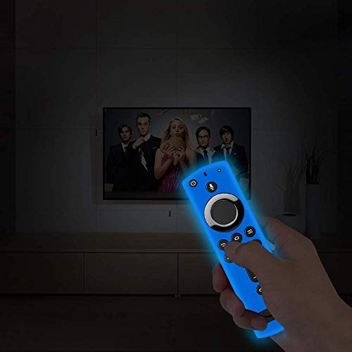 Remote Case/Cover for Fire TV Stick 4K,Protective Silicone Holder Lightweight[Anti Slip]ShockProof for Fire TV Cube/Fire TV(3rd Gen)Compatible with All-New 2nd Gen Alexa Voice Remote Control-Glow Blue