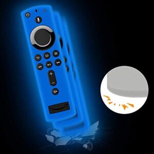 Remote Case/Cover for Fire TV Stick 4K,Protective Silicone Holder Lightweight[Anti Slip]ShockProof for Fire TV Cube/Fire TV(3rd Gen)Compatible with All-New 2nd Gen Alexa Voice Remote Control-Glow Blue