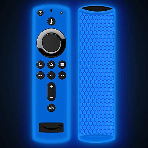 Remote Case/Cover for Fire TV Stick 4K,Protective Silicone Holder Lightweight[Anti Slip]ShockProof for Fire TV Cube/Fire TV(3rd Gen)Compatible with All-New 2nd Gen Alexa Voice Remote Control-Glow Blue