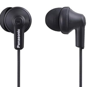 Panasonic ErgoFit In-Ear Earbud Headphones RP-HJE120-KA (Matte Black) Dynamic Crystal-Clear Sound, Ergonomic Comfort-Fit (Renewed)