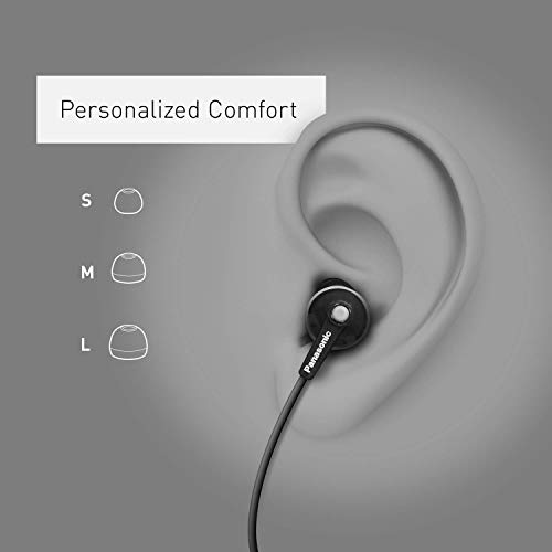 Panasonic ErgoFit In-Ear Earbud Headphones RP-HJE120-KA (Matte Black) Dynamic Crystal-Clear Sound, Ergonomic Comfort-Fit (Renewed)